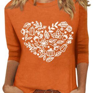 Women's 3/4 Sleeve "Fall" Graphic T-Shirt - Small - New